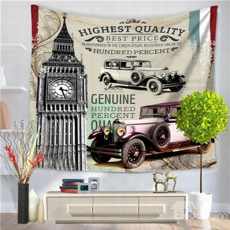 London Tower Vintage Cas Letters Pattern Decorative Hanging Wall Tapestry