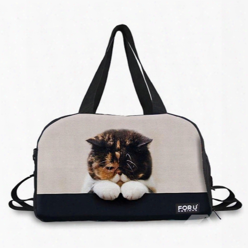 Lovely Cat Pattern 3d Painted Travel Bag