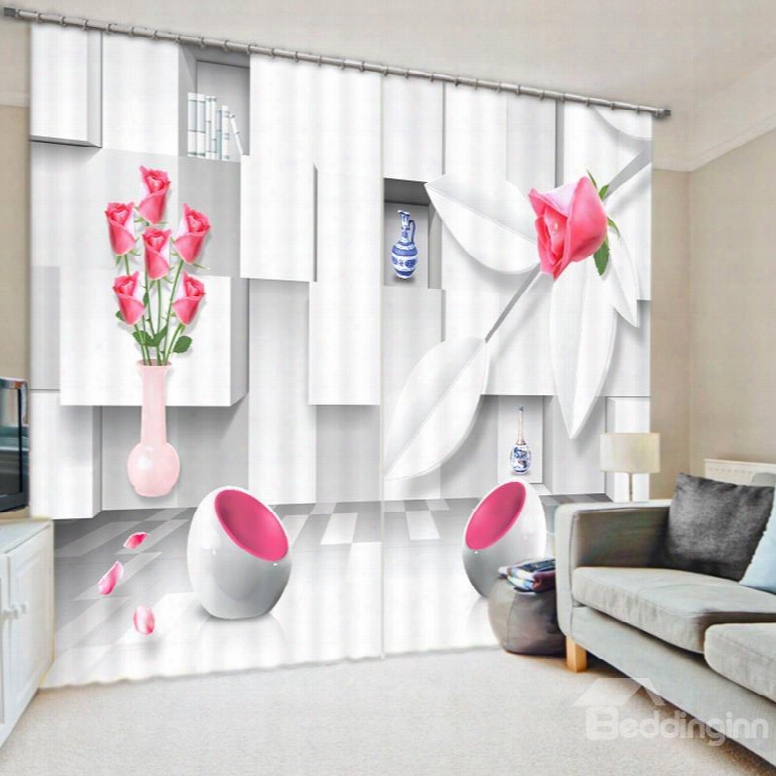 Modern Living Room Decoration 3d Printed Polyester Curtain