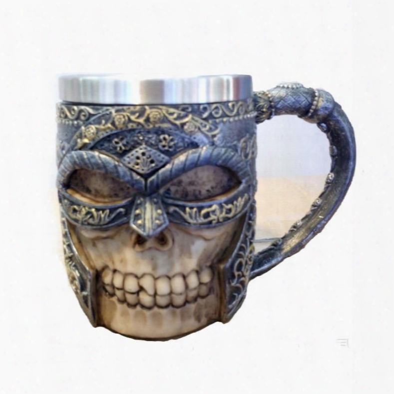 New Creative Masked Rider 3d Stainless Steel Human Skull Printed Double Layer Cup