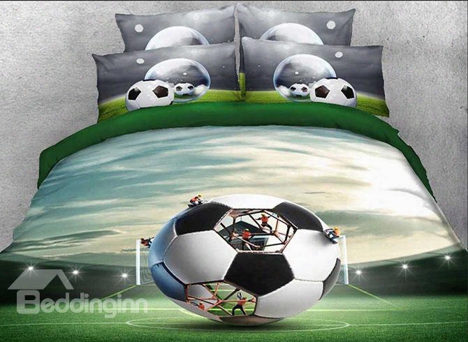 Onlwe 3d Creative Structure Of Soccer Printed Cotton 4-piece Bedding Sets/duvet Covers