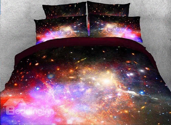 Onlwe 3d Multicolored Galaxy And Star Cluster Printed 4-piece Bedding Sets/duvet Covers