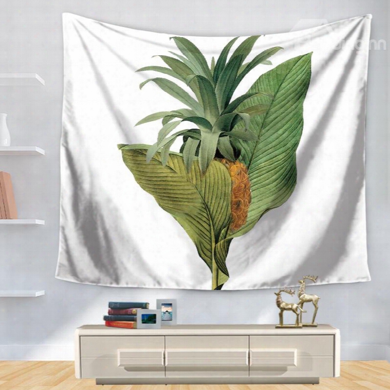 Pineapple With Green Palm Leaves Nature  Theme Decorative Hanging Wall Tapestry