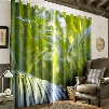 3D Fresh Green Plantain Leaves Printed Thick Polyester 2 Panels Decorative and Blackout Curtain