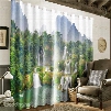3D Green Mountains and Flowing Waterfalls Printed 2 Panels Grommet Top Curtain