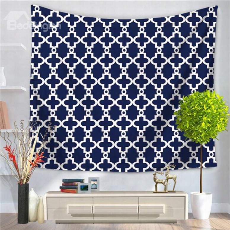 Purplish Blue Gear New Geometric Pattern Decorative Hanging Wall Tapestry