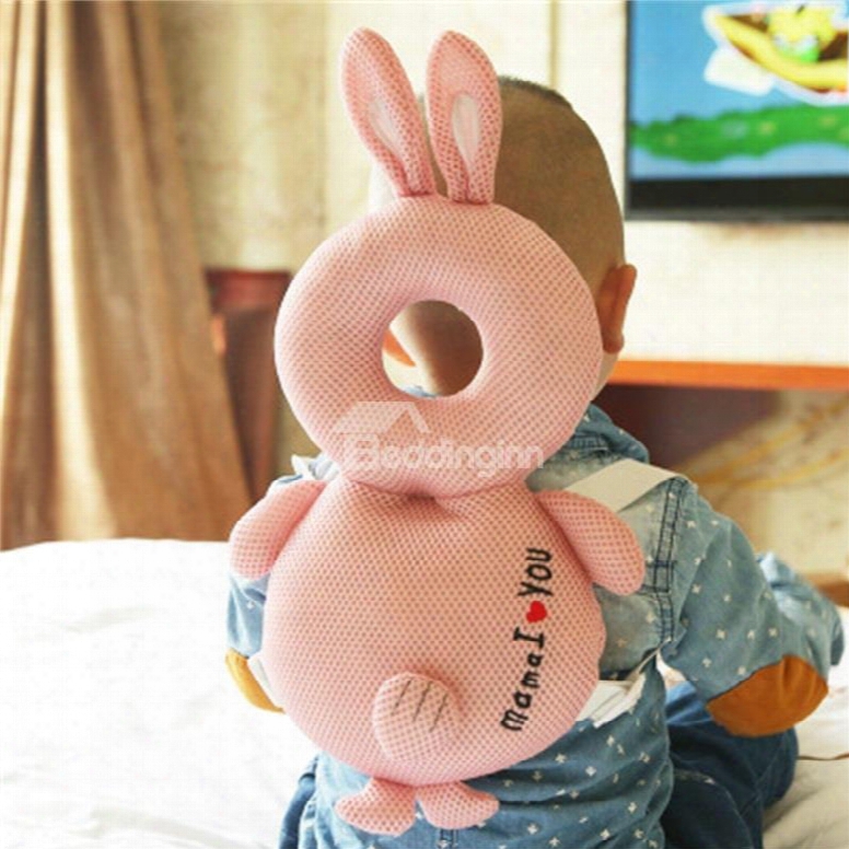 Rabbit Buckle Polyester And Pp Cotton 1-piece Pink Anti-tumbling Toddlers Pillow