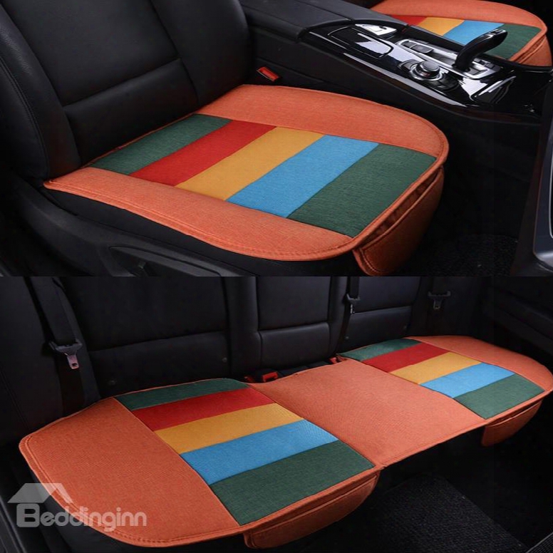 Rainbow Main Yellow Colors Design Durable Pet Material 3-pieces Universal Car Seat Mat