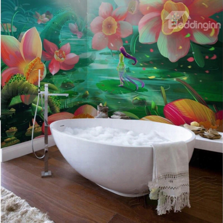 Realistic Beautiful Flowers Pattern Design Waterproof 3d Bathroom Walo Murals