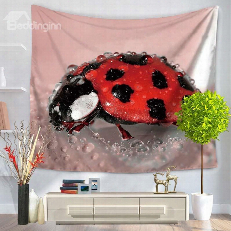 Red Seven Spotted Ladybugs Insects And Water Decorative Hanging Wall Tapestry