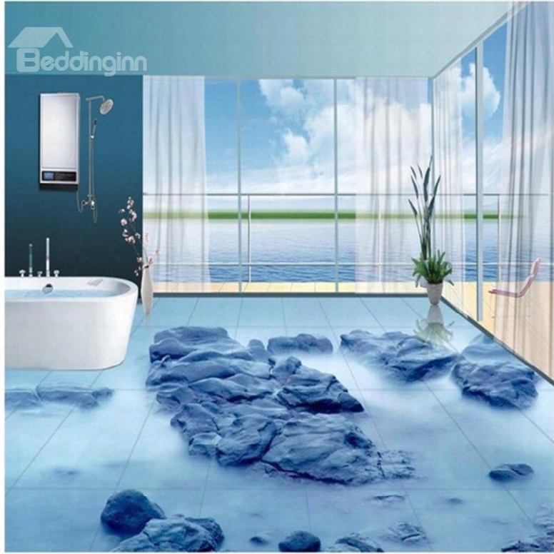 Simple Style Stone In The Seaside Print Nonslip And Waterproof 3d Floor Murals