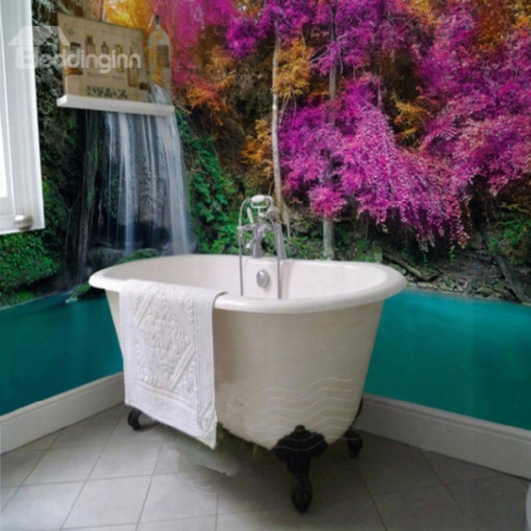 Special Modern Design Waterfall Scenery Waterproof 3d B Athroom Wall Murals