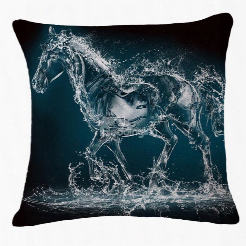 Stunning Water Horse Print Square Throw Pillow