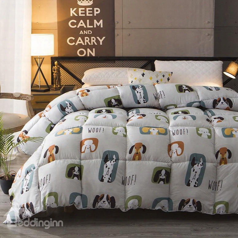 Super Cute Cartoon Pet Dogs Pattern Warm Winter Thick Quilt