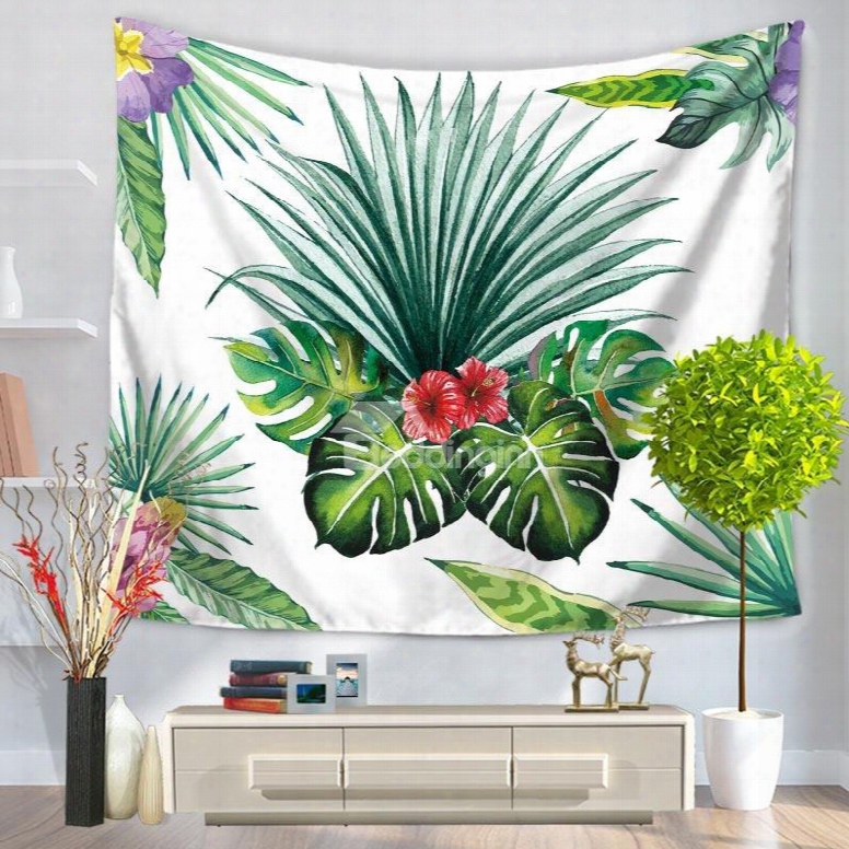 Tropical Plants And Palm Leaves Pattern Natural Style Decorative Hanging Wall Tapestry