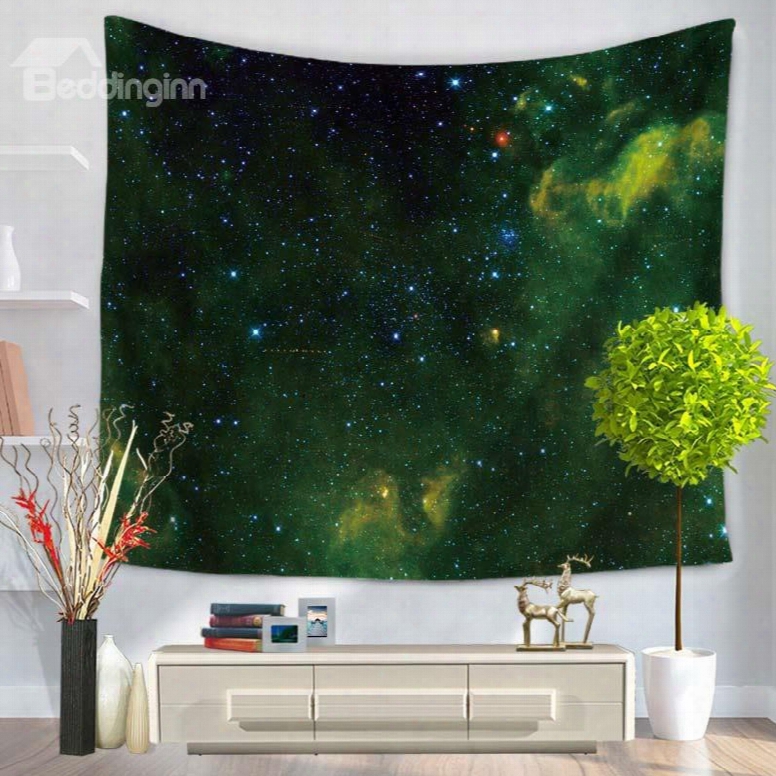 Universe Galaxy Space Green Night Sky Decorative Hanging Wall Tapestry