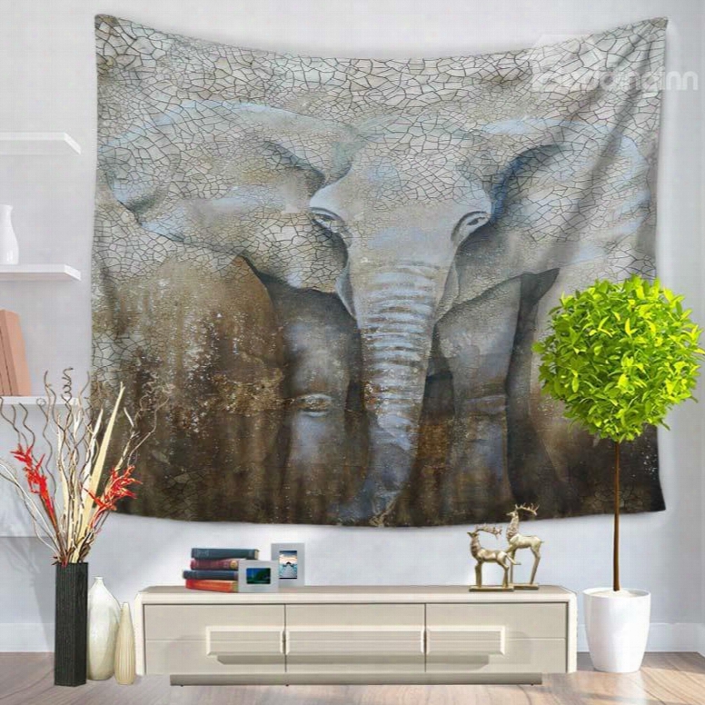 Water Starved Elephant Ethnic Style Decorative Hanging Wall Tapestry