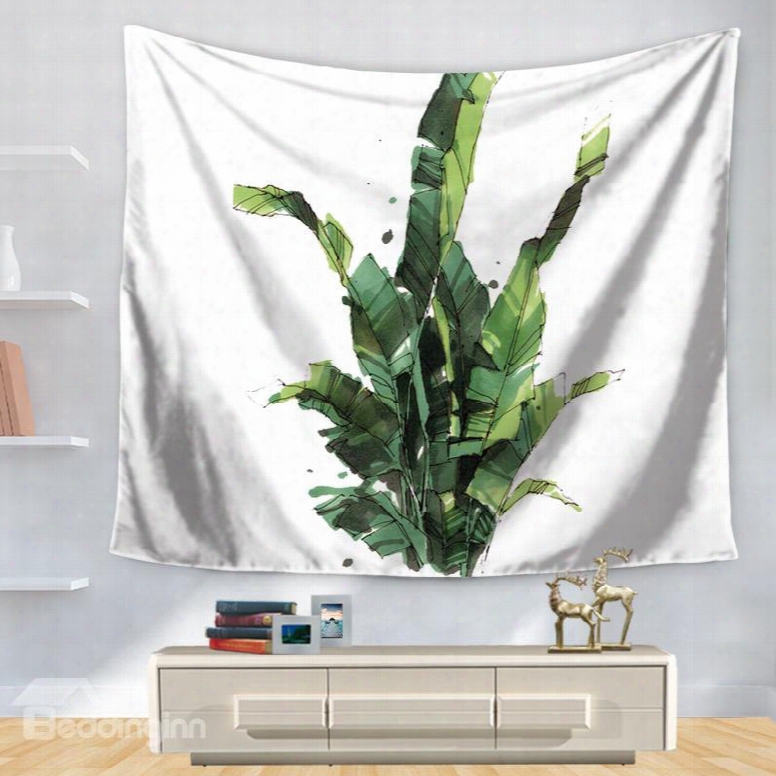 Watercolor Tropical Nature Theme Palm Leaves Pattern Decorative Hanging Wall Tapestry