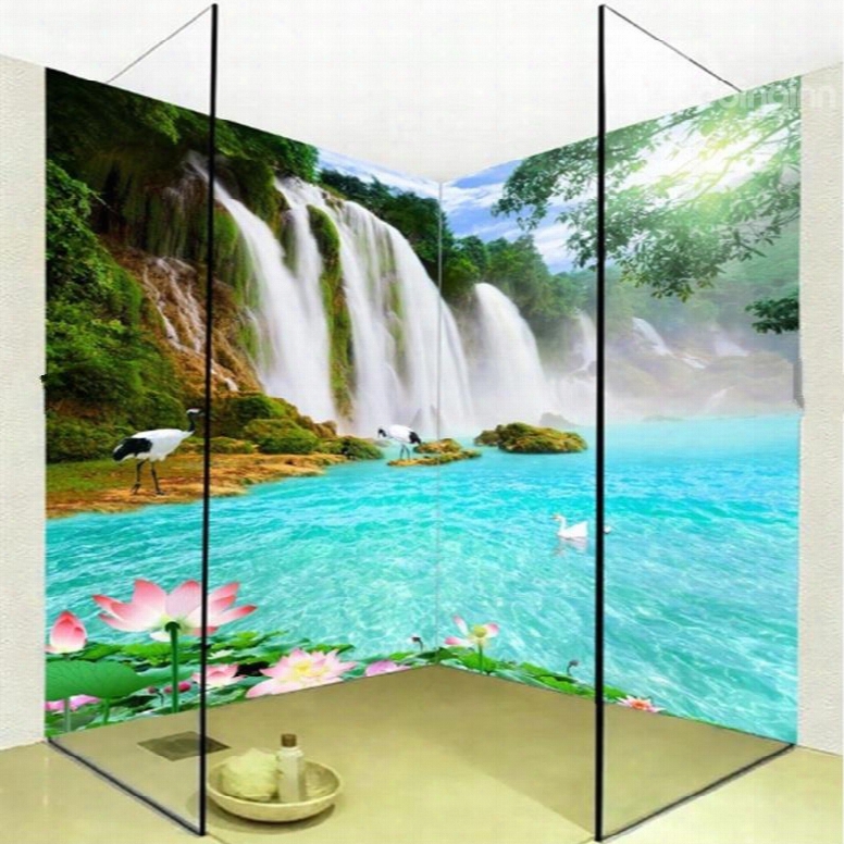 Waterfall And Lake 3d Waterproof Bathroom Wall Murals