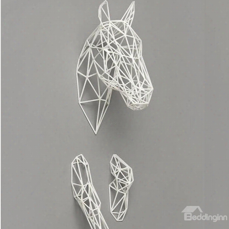 White Outlines Of Horse Head And Foot Resin Handmade Wall Decor