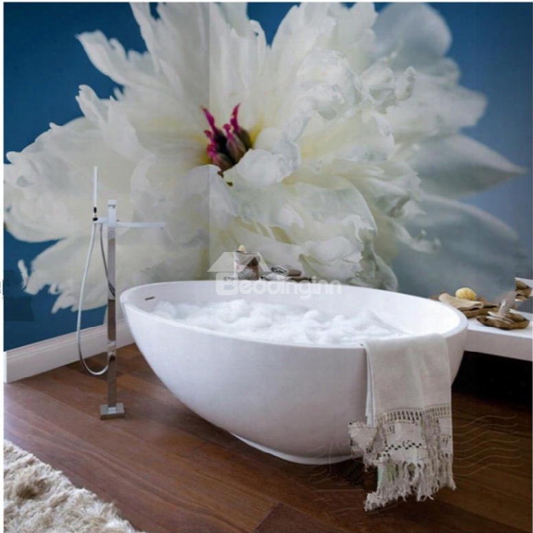 White Paeoia 3d Waterproof Bathroom Wall  Murals