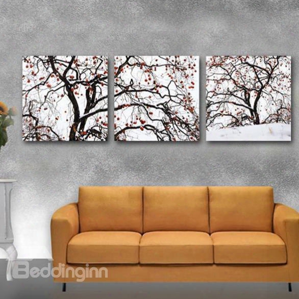 16␔16in␔3 Panels Tree Hanging Canvas Waterproof And Eco-friendly White Framed P Rints