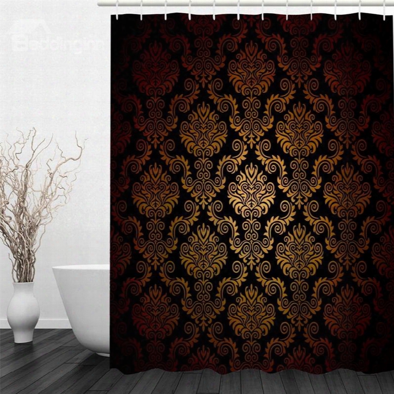 3d Brown Pattern Vintage Style Polyester Waterproof Antibacterial And Eco-friendly Shower Curtain