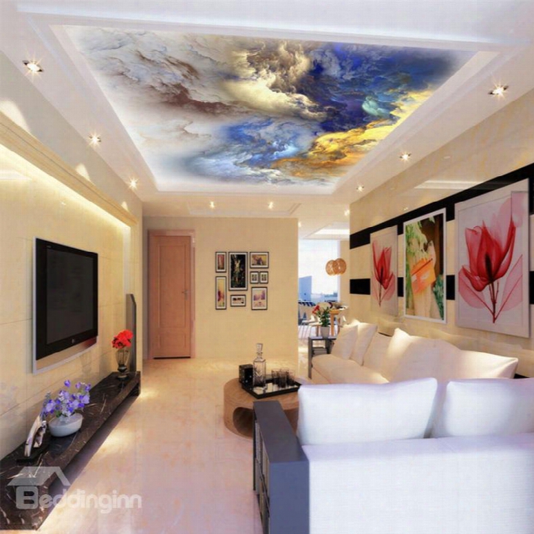3d Colored Clouds Printed Waterproof Durable And Eco-friendly Ceiling Murals