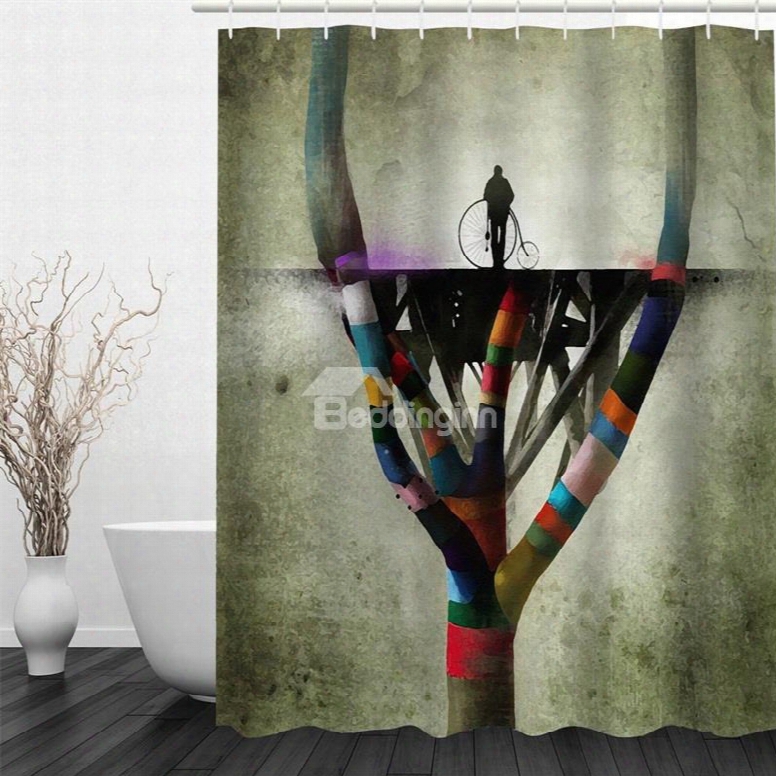 3d Colorfu L Branches Printed Polyester Waterproof And Eco-friendly Shower Curtain