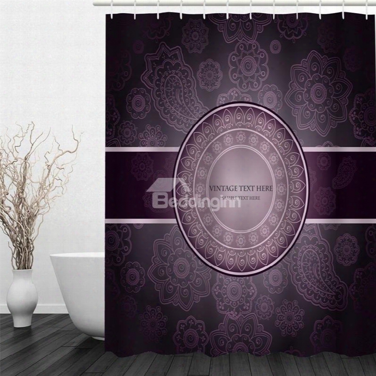 3d Floral Pattern Vintage Style Polyester Waterproof And Eco-friendly Shower Curtain