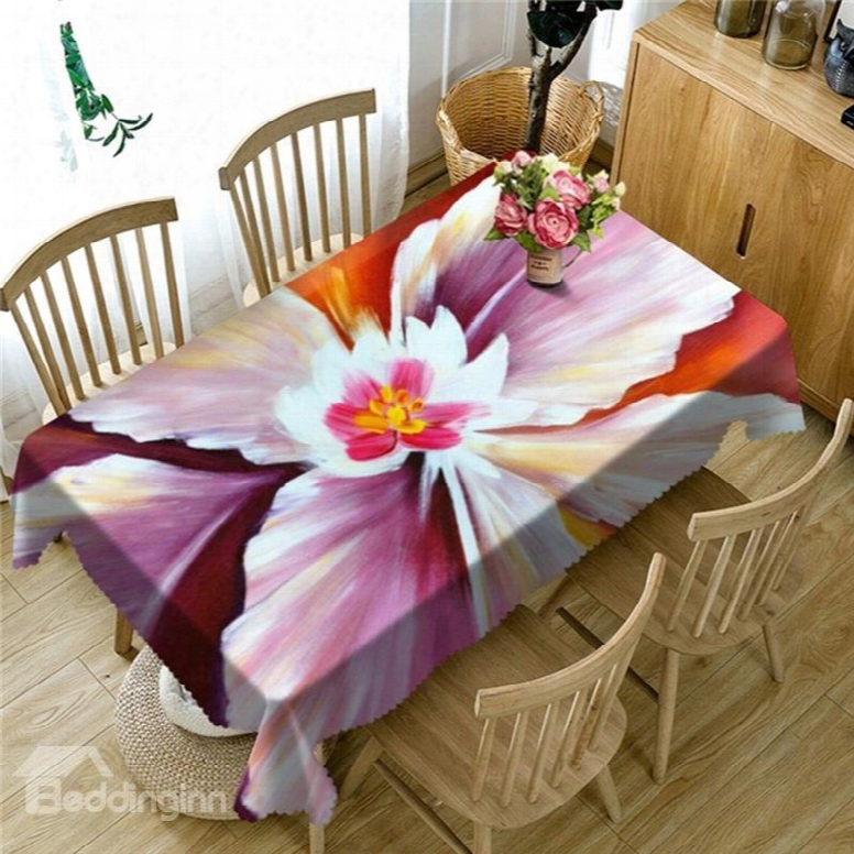 3d Gorgeous Flower Printed Dreamy And Sweet Style Polyester Table Cloth