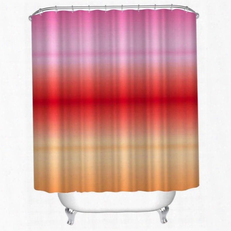 3d Gradient Red Orange And Pink Polyester Waterproof Antibacterial Eco-friendly Shower Curtain