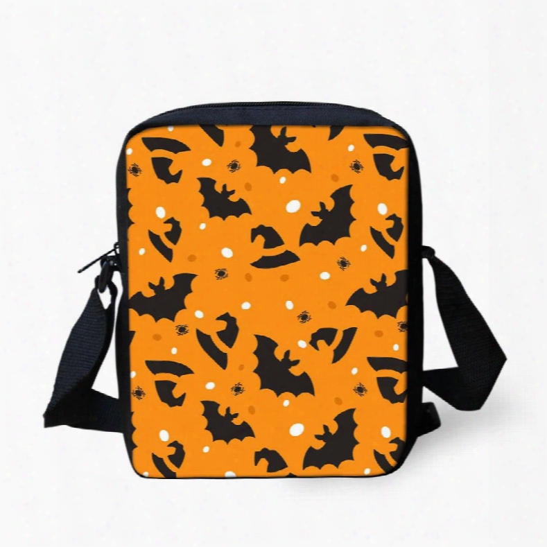 3d Halloween Bat Pattern Messenger School Bag