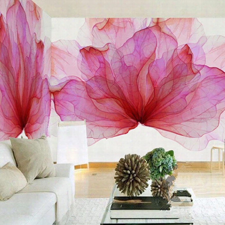 3d Red Flowers Printing Sturdy Waterproof And Eco-friendly Wall Mural