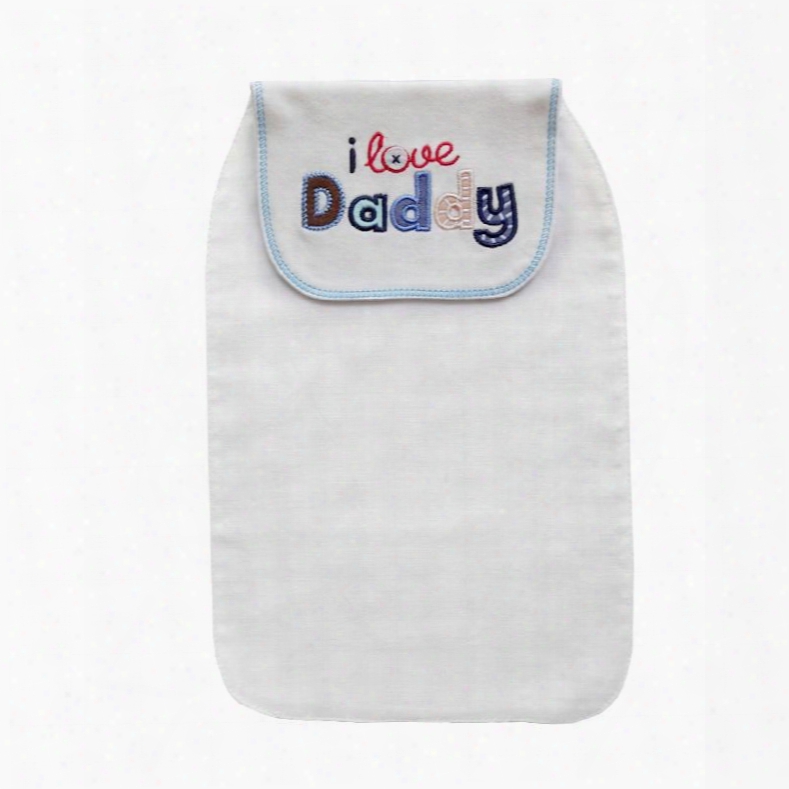 8*13in I Love Daddy Printed Cotton White Baby Sweatband/towel