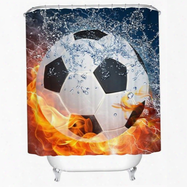 Amazing Showy Fiery Football 3d Shower Curtain