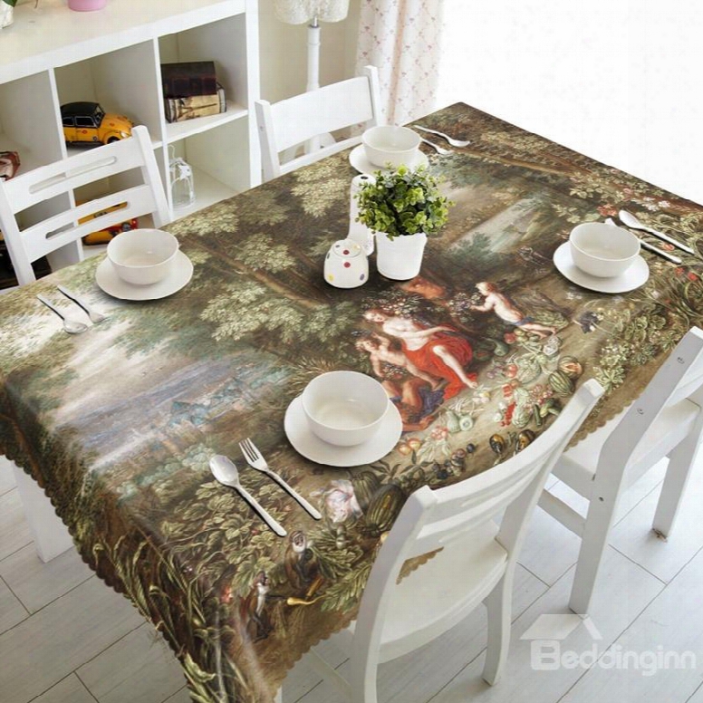 Ancient Immortal Supernatural Sentient Playing In The Forest 3d Tablecloth