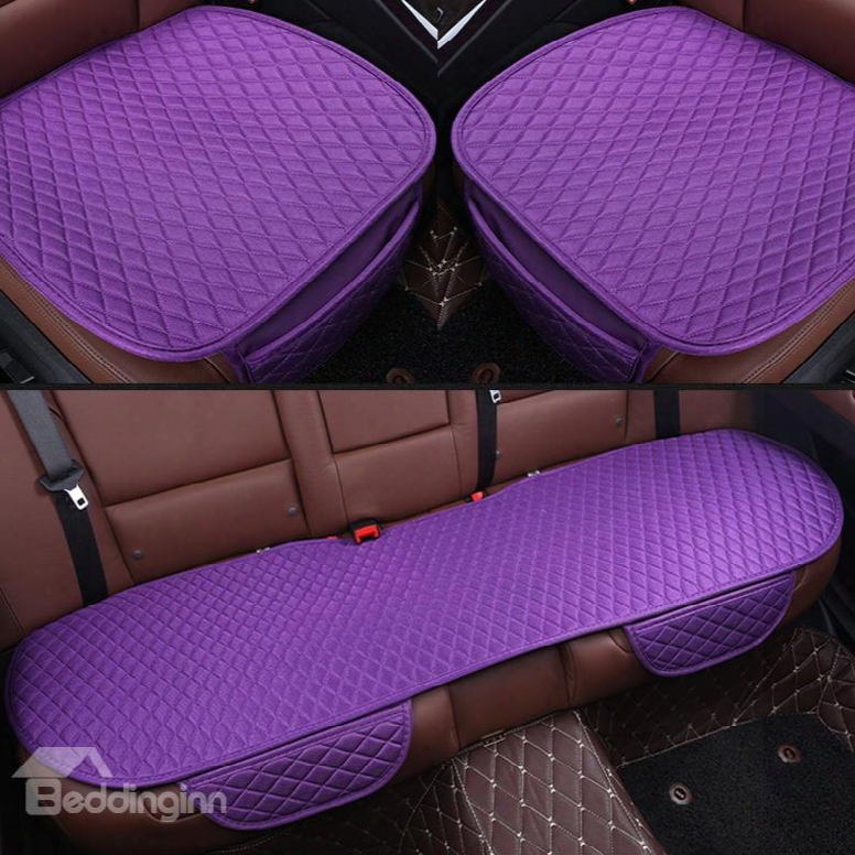 Attractive Purple Diamond Design Pet Material 3-pieces Set No Back Car Seat Mat