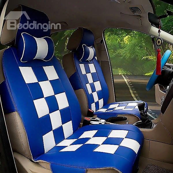 Bright Colored Plaid Pattern With White Squares Soft Universal Car Seat Covers