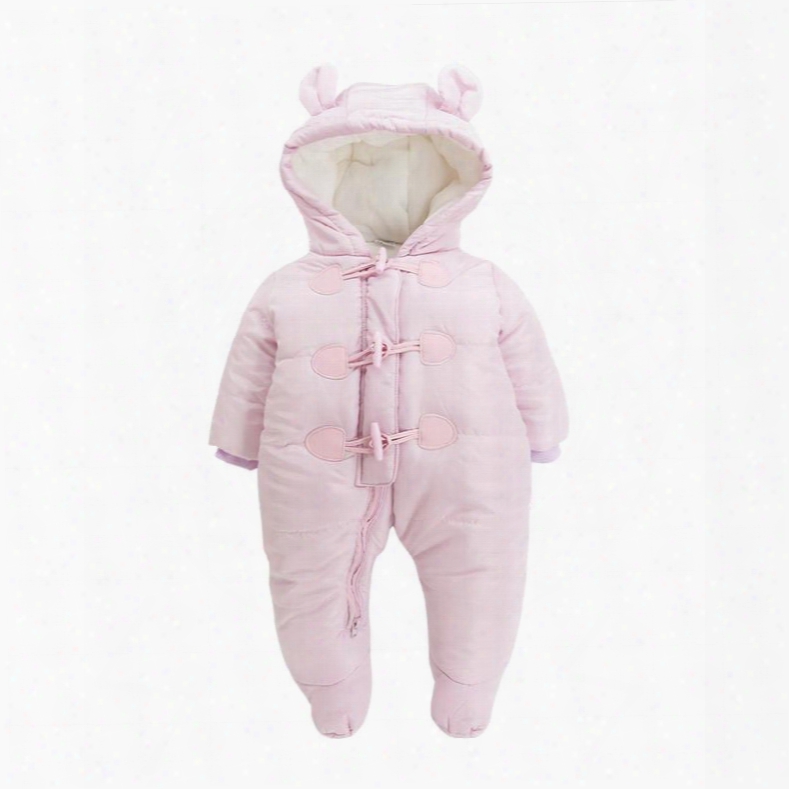 Button Decoration Cotton Simple Style Light Pink Baby Sleeping Bag/jumpsuit