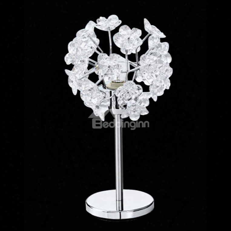 Charming Acrylic Floral Metal Base 1 Light Lamp