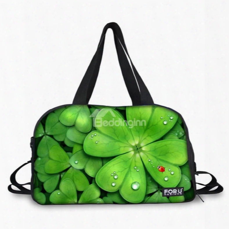 Charming Four Leaf Clover Pattern 3d Painted Travel Bag