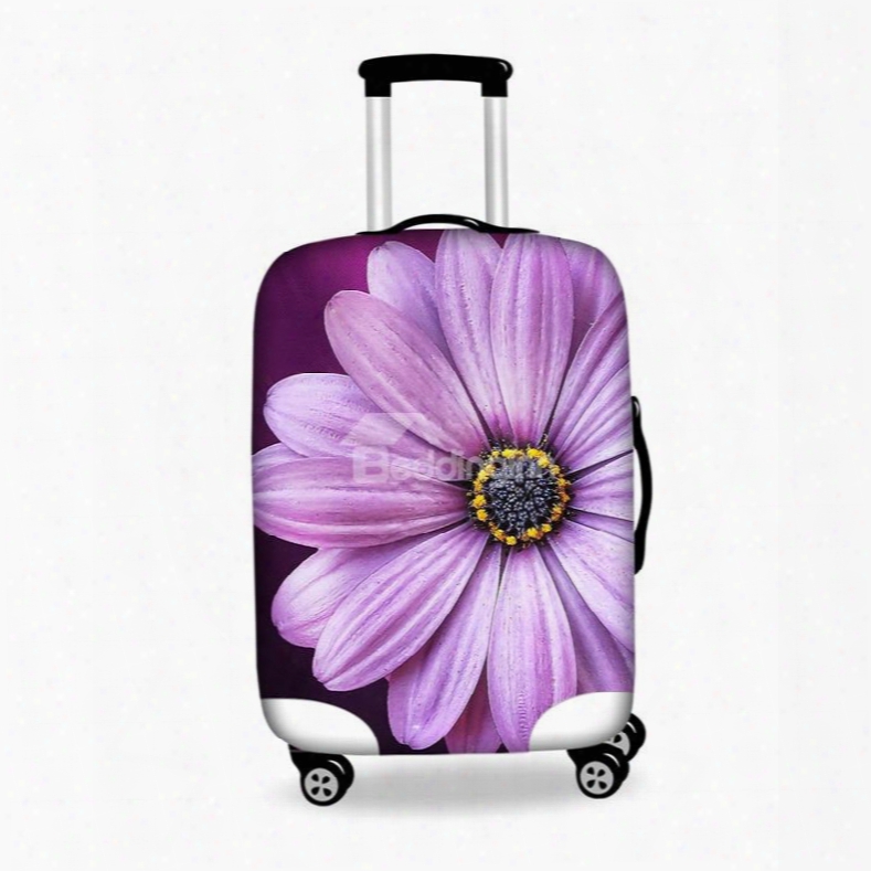 Charming Purple Flower Pattern 3d Painted Luggage Cover