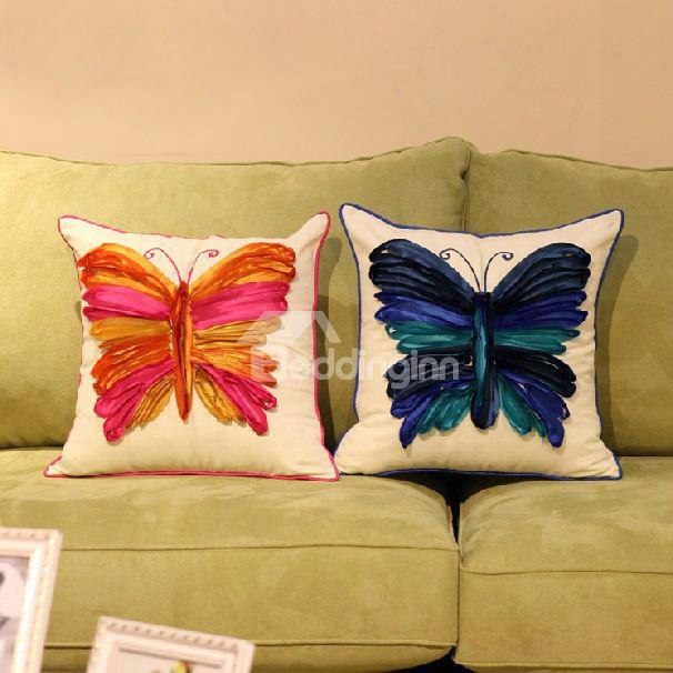 Classic Butterfly Cotton Decorative Whirl Pillow