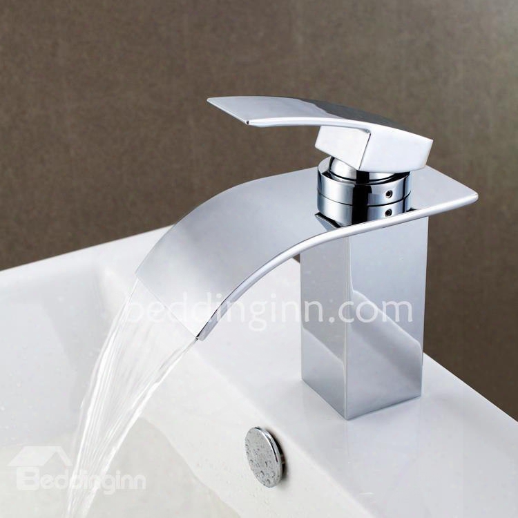 Contemporary Single Handle Chrome End Widespread Waterfall Faucets