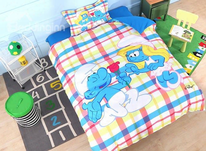Courting Smurf Smurfette Valentine Printed Twin 3-piece Kids Bedding Sets
