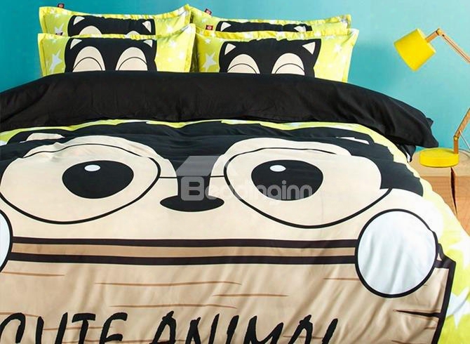 Cute Animal Print Polyester 4-piece Duvet Cover Sets