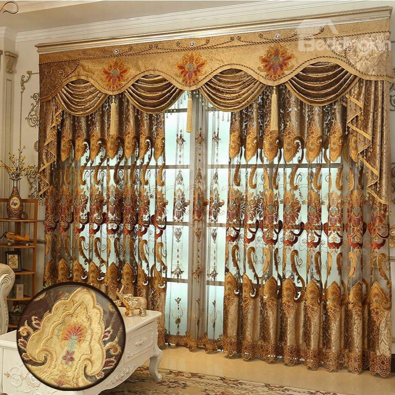 Decorative And Blackout High Quality Chenille Hollowed-out Luxury Living Room Curtain