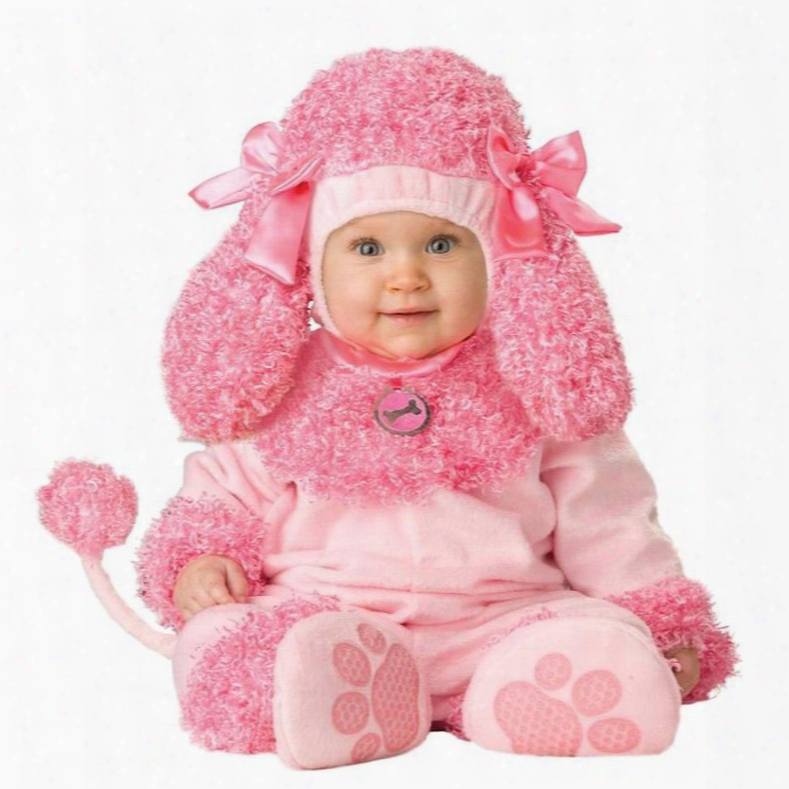 Dog Shaped Bowknots Decoration Polyester Pink Baby Costume