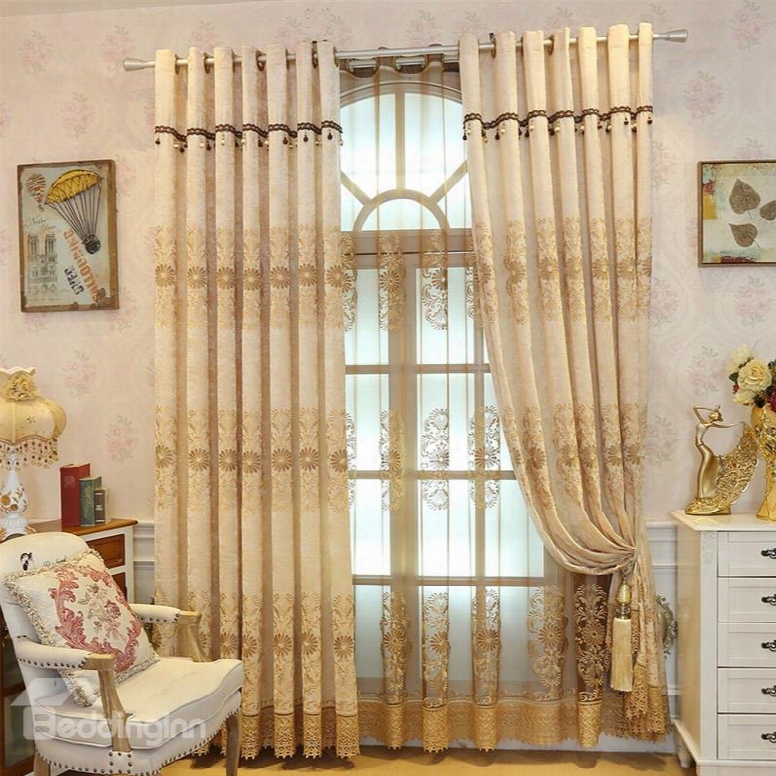 European And Elegant Style Thick Chnille Decorative And Breathable Sheer Curtain